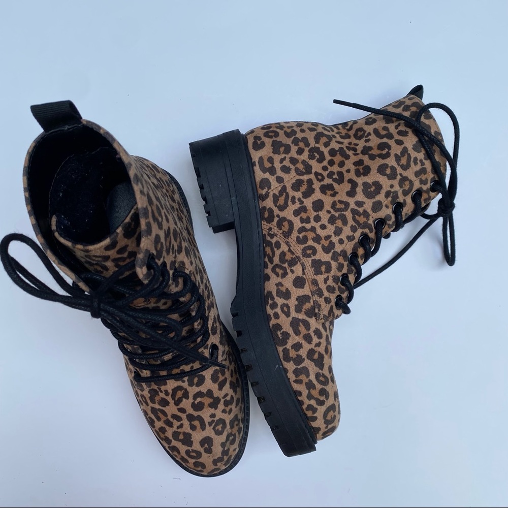 Forever 21 Leopard Print Combat Boot Size 6 - image 1